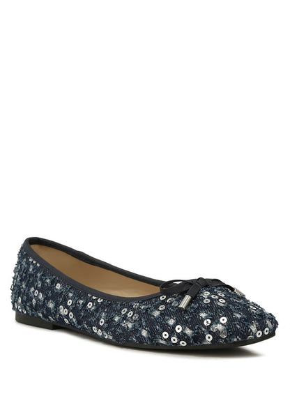 Florent Sequin Flat Bow Ballerinas