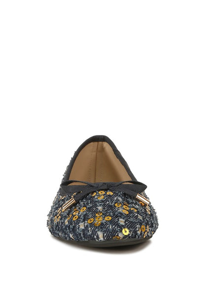 Florent Sequin Flat Bow Ballerinas