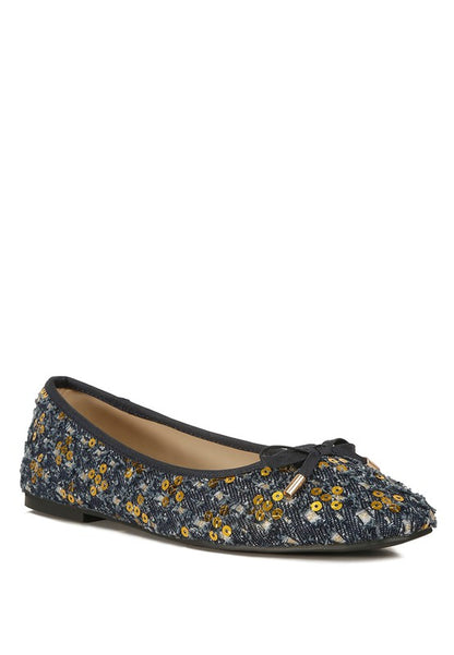 Florent Sequin Flat Bow Ballerinas