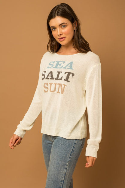 Round Neck Long Sleeve Sea Salt Sun Sweater