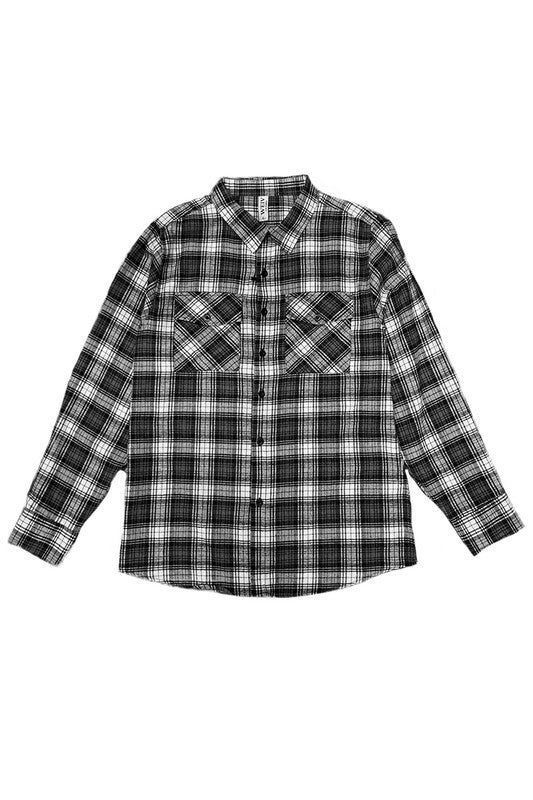 Regular Fit Checker Plaid Flannel Long Sleeve