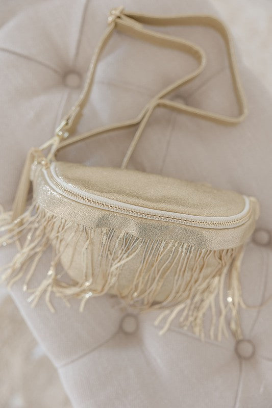 Metallic Removable Fringe Western Style Hip Bag