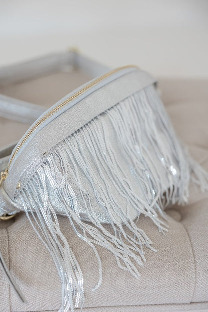 Metallic Removable Fringe Western Style Hip Bag