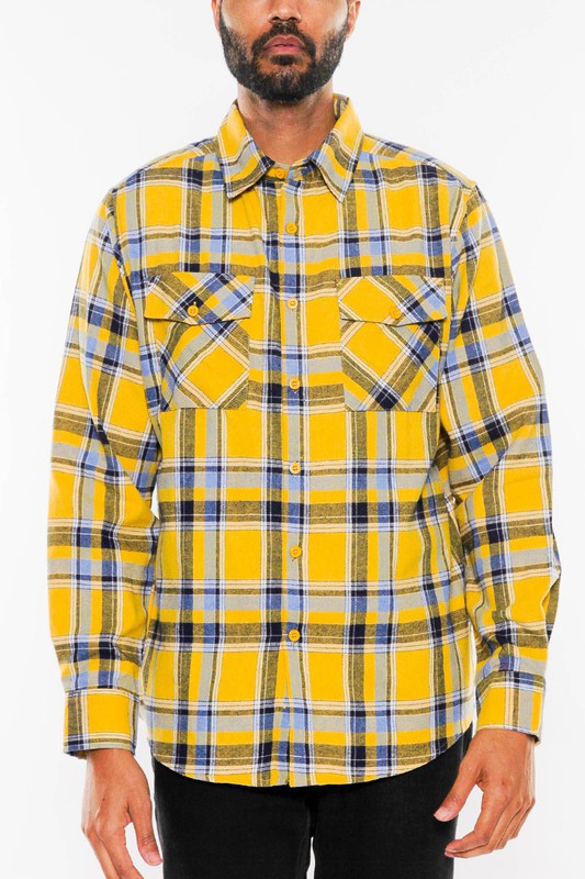 LONG SLEEVE FLANNEL FULL PLAID CHECKERED SHIRT