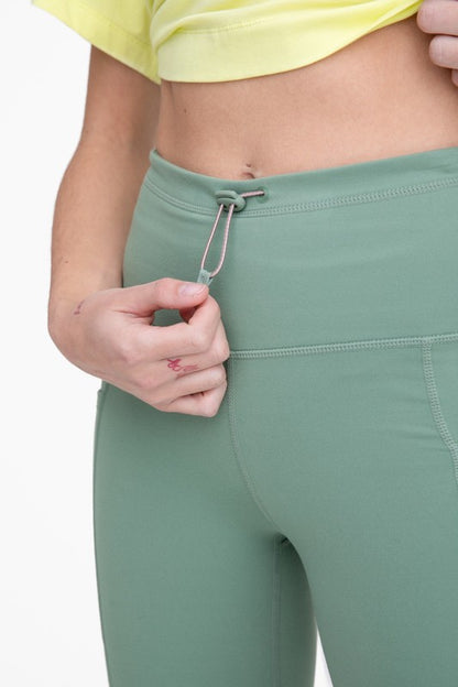 Green -Adjustable Bungee Waist Hiking Leggings