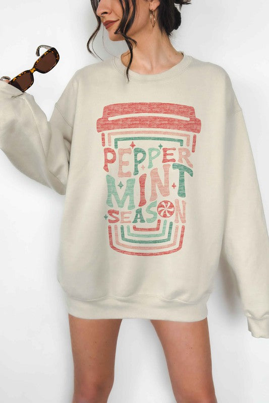 PEPPERMINT CHRISTMAS OVERSIZED GRAPHIC SWEATSHIRT