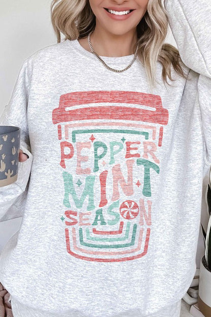 PEPPERMINT CHRISTMAS OVERSIZED GRAPHIC SWEATSHIRT