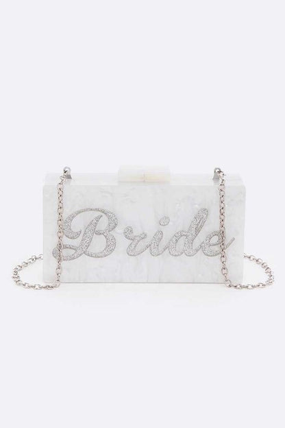 Glitter BRIDE Acrylic Box Clutch