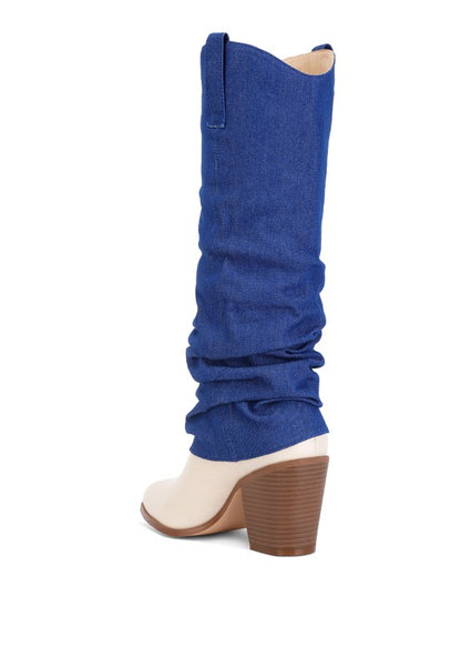 Fab Cowboy Boots With Denim Sleeve Setail