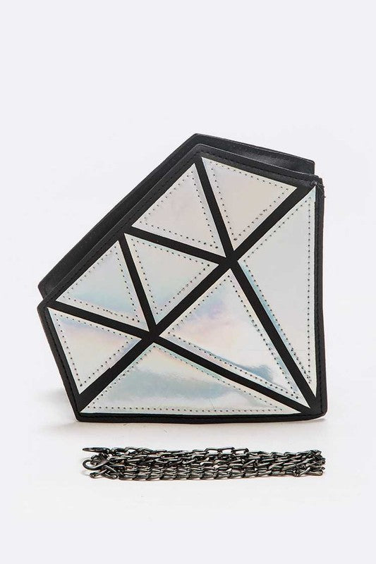 2 Tone Holographic Iconic Diamond Clutch Bag