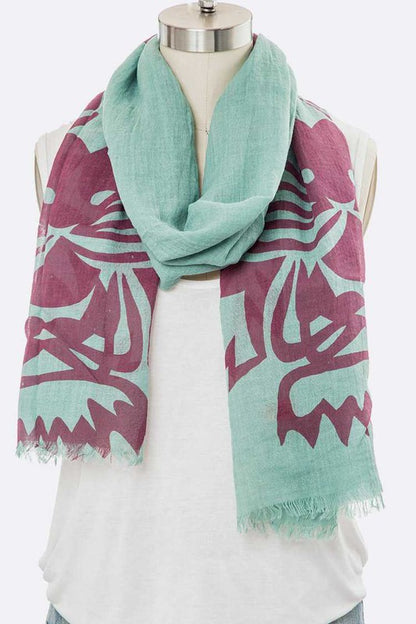 Tiger Printed Fringe Large Cotton Scarf