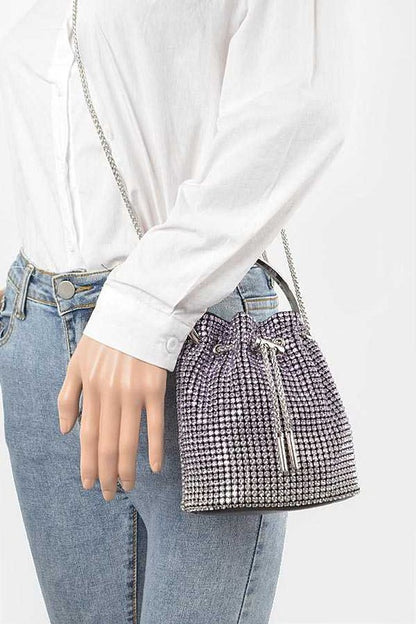 Rhinestone Top Handle Crossbody Swing Clutch Bag