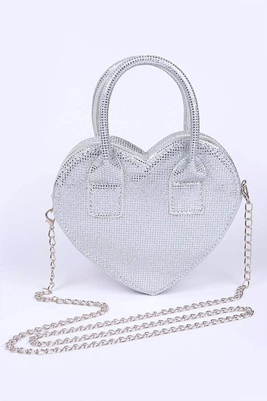 Glitter Top Handle Heart Shape Swing Bag