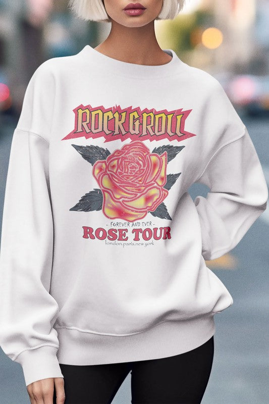 Rock and roll Rose vintage music Sweatshirt