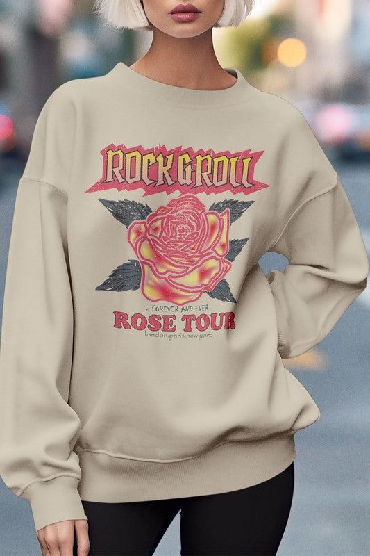 Rock and roll Rose vintage music Sweatshirt