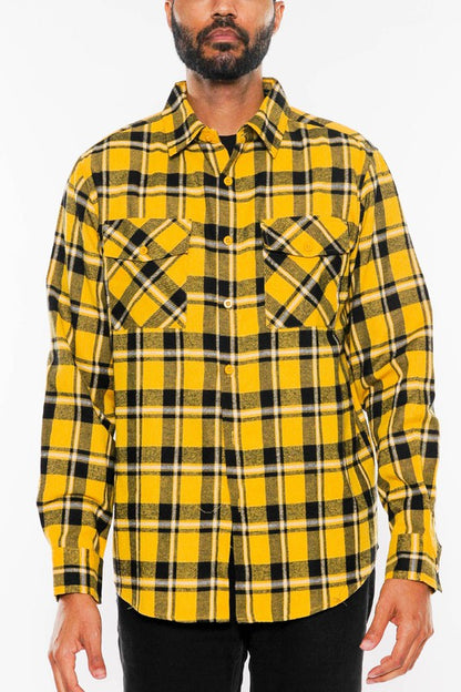 LONG SLEEVE FLANNEL FULL PLAID CHECKERED SHIRT