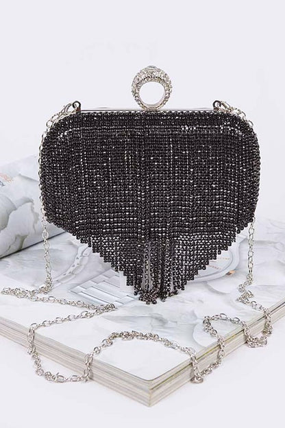 Fringe Rhinestone Convertible Clutch Bag