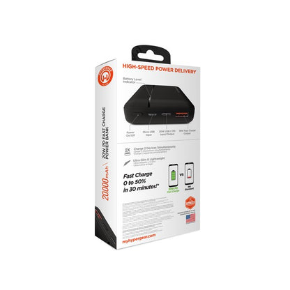 Hypergear 20000mAh 20W PD and USB Power Bank