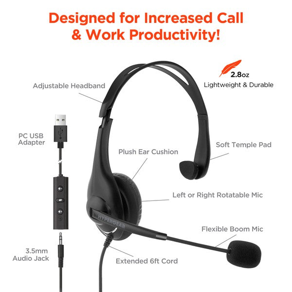 HyperGear V100 Office Professional Wired Headset