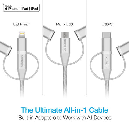 Naztech 3X1 Micro Lightning & USB-C Charge Cable