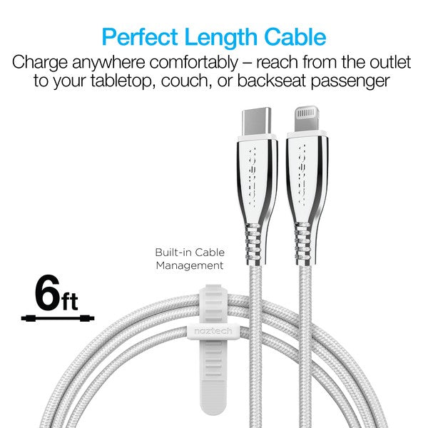 Naztech Titanium USB-C to Lightning Braided Cable