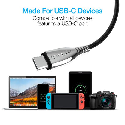 Naztech Titanium USB to USB-C Braided Cable 6ft