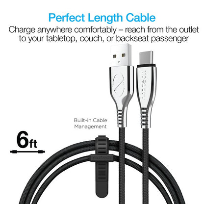 Naztech Titanium USB to USB-C Braided Cable 6ft