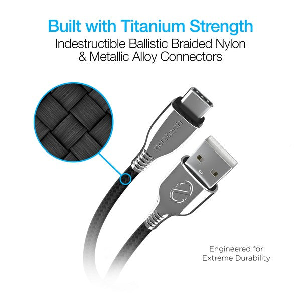 Naztech Titanium USB to USB-C Braided Cable 6ft