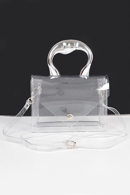 Silver Handle Transparent Stadium Bag