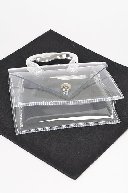 Silver Handle Transparent Stadium Bag