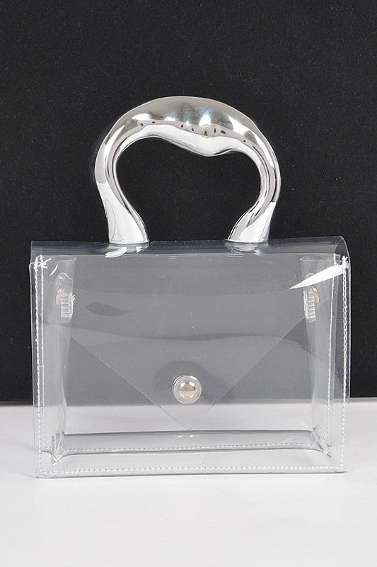 Silver Handle Transparent Stadium Bag