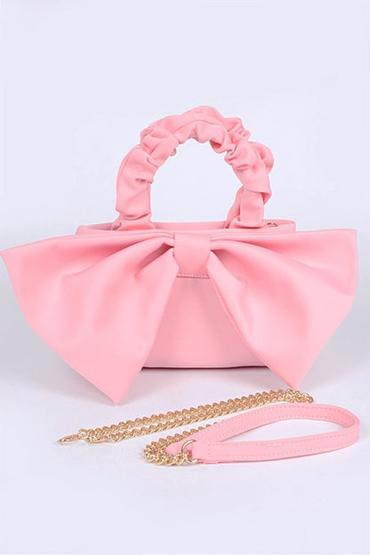 Crinkle Handle Large Bow Tie Clutch Bag