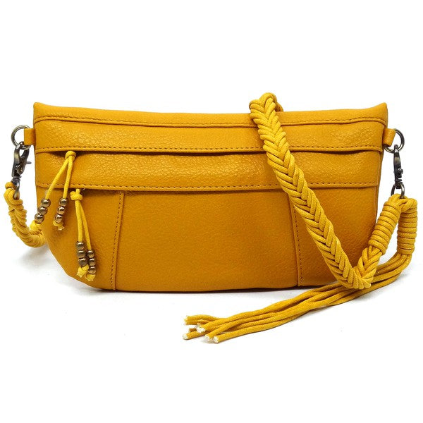 Braided Tassel Strap Crossbody Bag