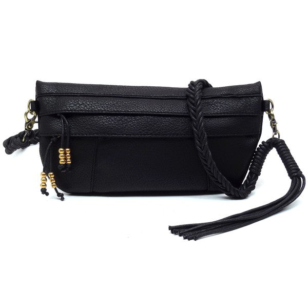 Braided Tassel Strap Crossbody Bag