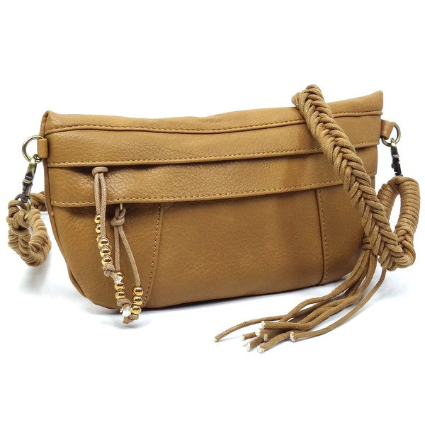 Braided Tassel Strap Crossbody Bag