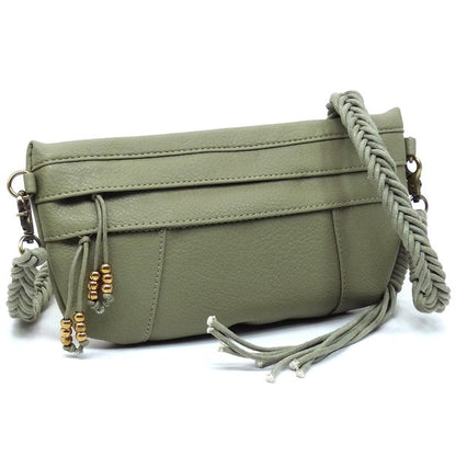 Braided Tassel Strap Crossbody Bag