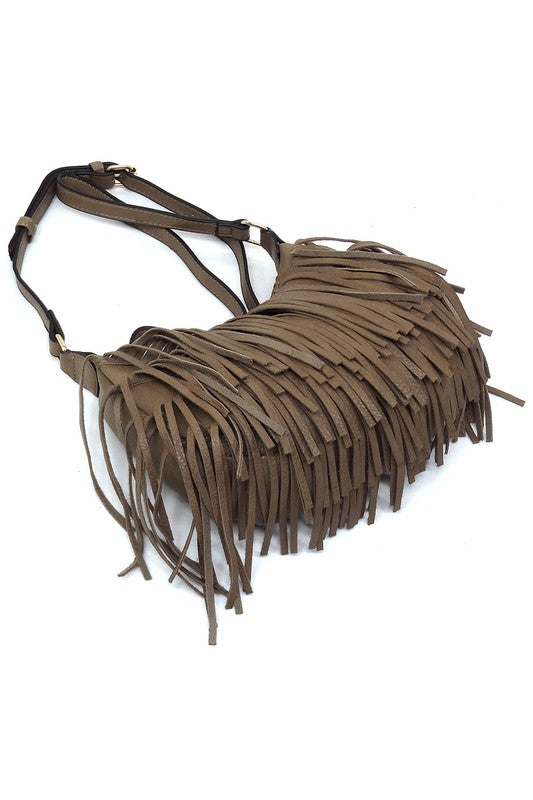 Fringe Hobo Crossbody Bag