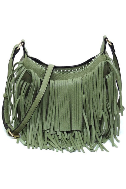 Fringe Hobo Crossbody Bag