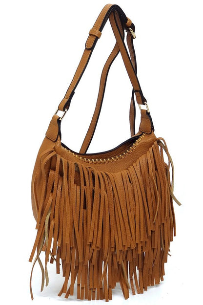 Fringe Hobo Crossbody Bag