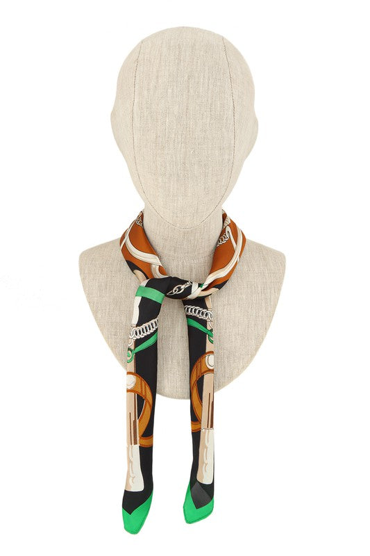 Belt and Geometric Pattern Printed Scarf