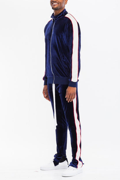 MENS VELOUR TRACK JACKET AND TRACK PANT SET