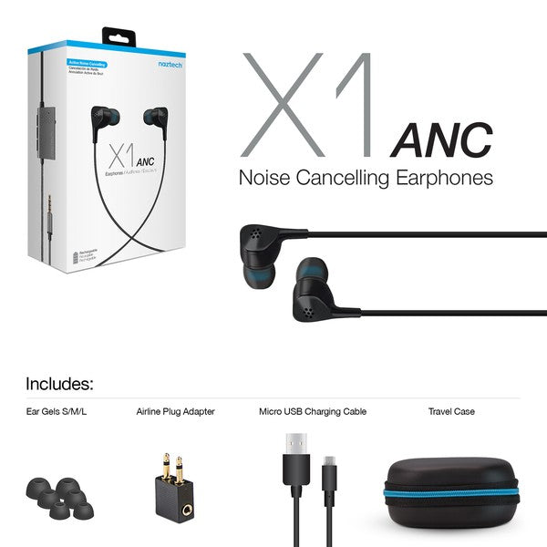 Naztech X1ANC Active Noise Cancelling Earphones