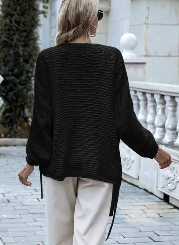 Black Essnce Batwing Sleeve Open Front Cardigan