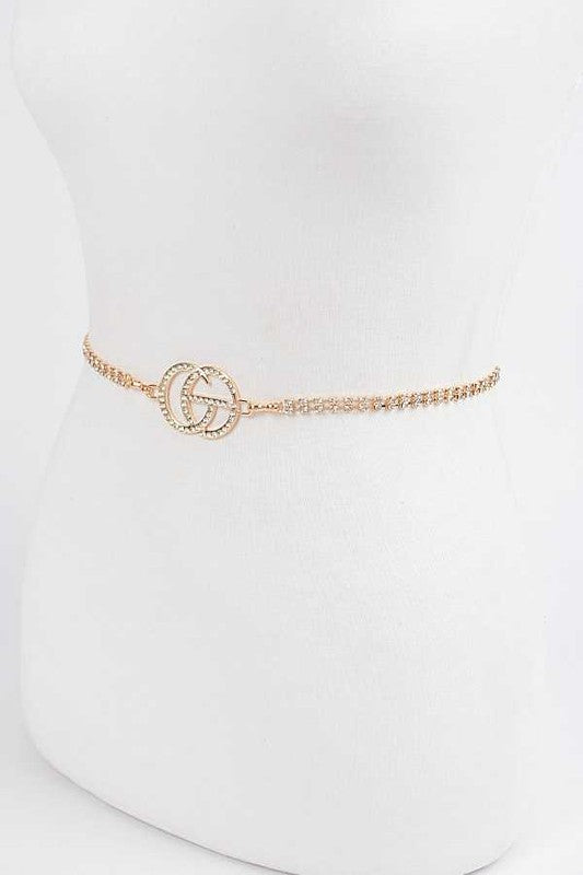 CG Logo Rhinestone Dainty Chain Belt