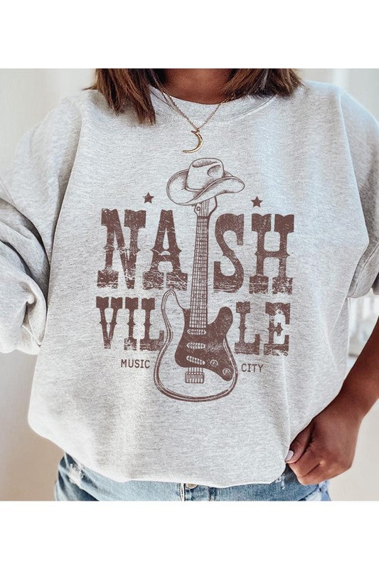 Nashville Cowboy Guitar Graphic Fleece Sweatshirts