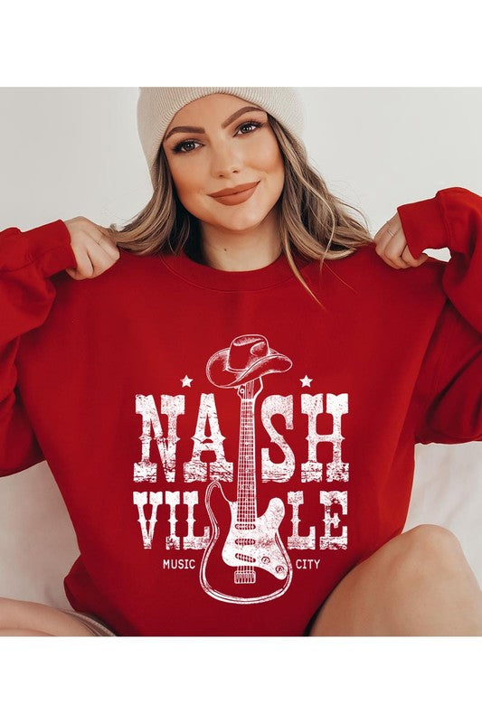 Nashville Cowboy Guitar Graphic Fleece Sweatshirts