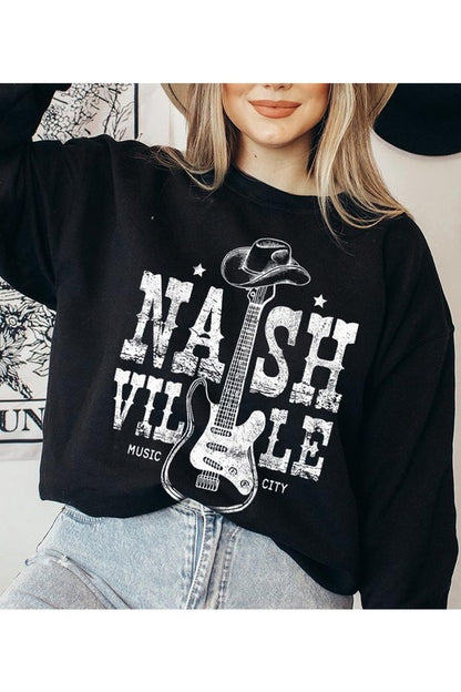 Nashville Cowboy Guitar Graphic Fleece Sweatshirts