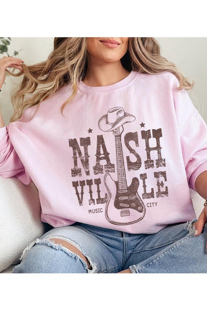 Nashville Cowboy Guitar Graphic Fleece Sweatshirts