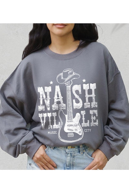 Nashville Cowboy Guitar Graphic Fleece Sweatshirts