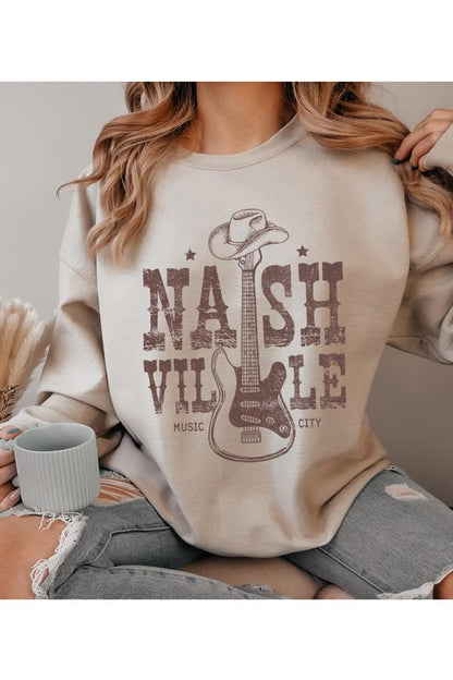 Nashville Cowboy Guitar Graphic Fleece Sweatshirts